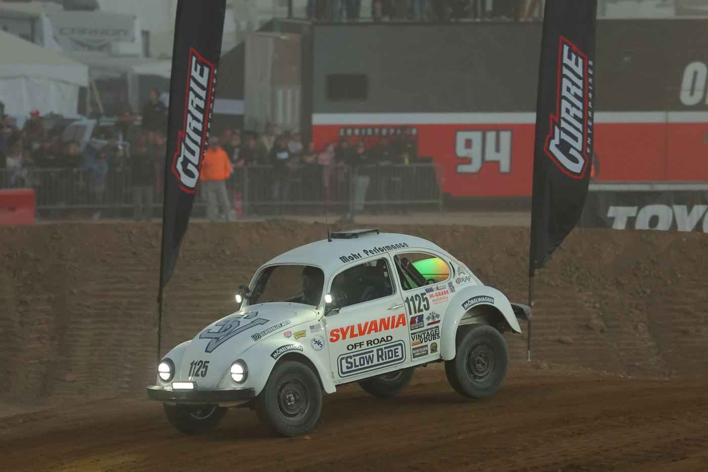 The Silver Valley High School Class 11 Beetle, number 1125, racing at King of the Hammers