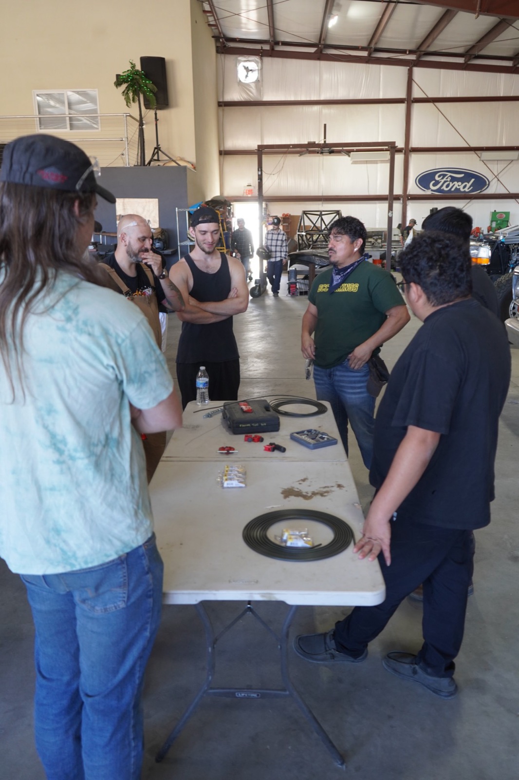 Brake-line tools laid out for the hands-on session