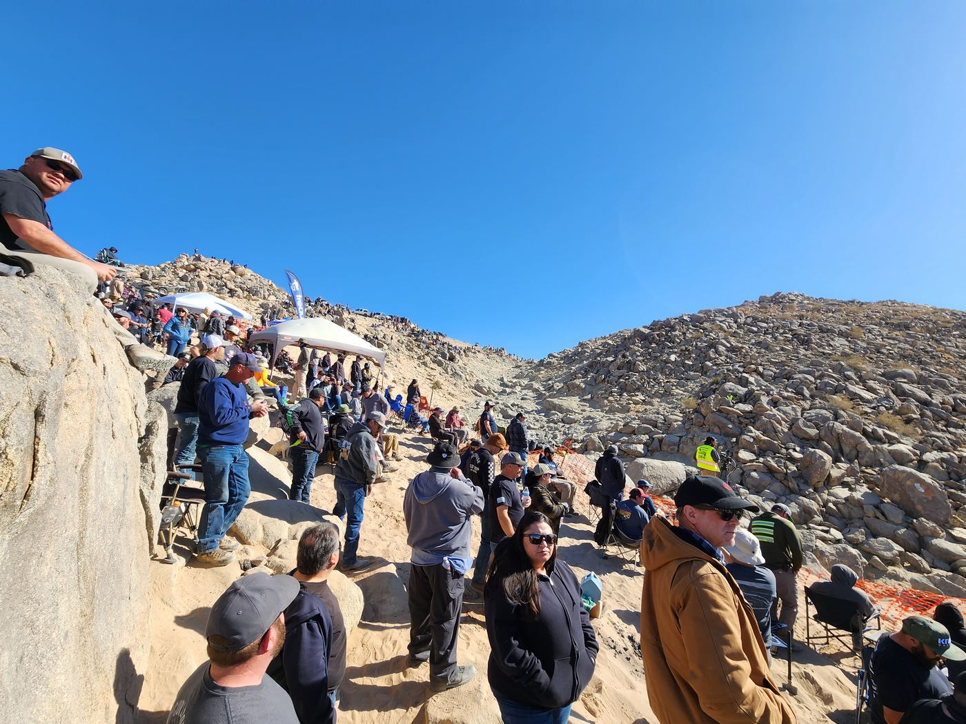 Crowd watching Ultra4 racing on the rocks in Johnson Valley