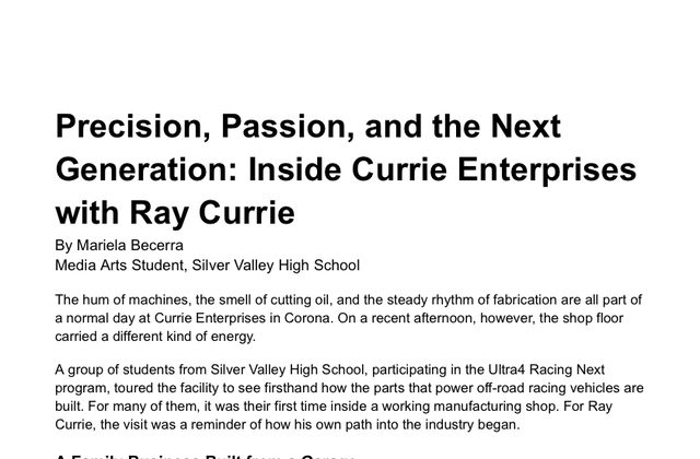 Article: Precision, Passion, and the Next Generation — Inside Currie Enterprises with Ray Currie
