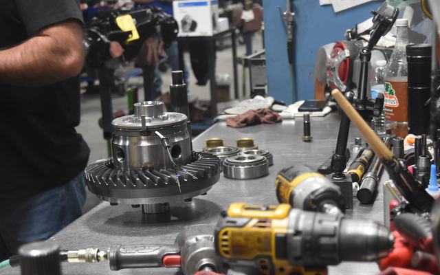 Differential assembly on the bench at Currie Enterprises