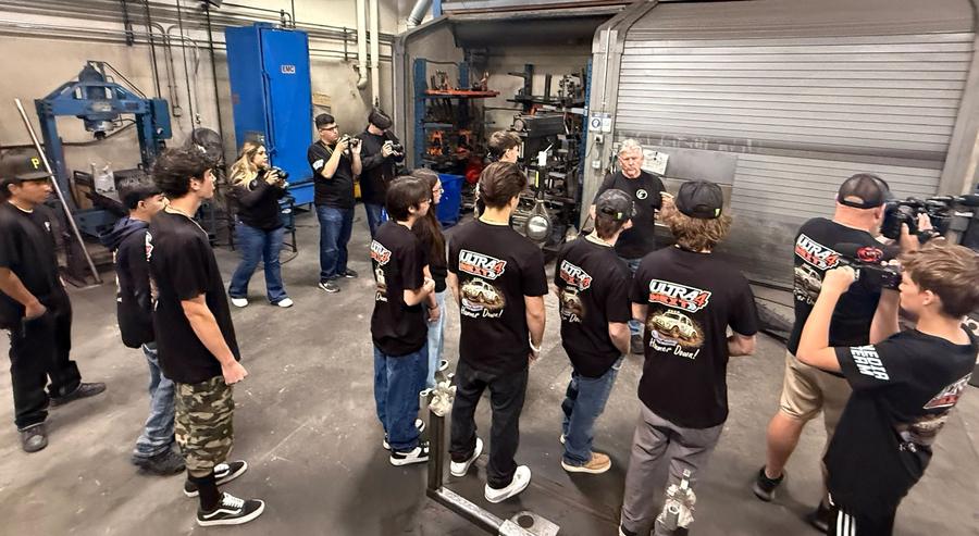 Recording the tour inside Currie Enterprises
