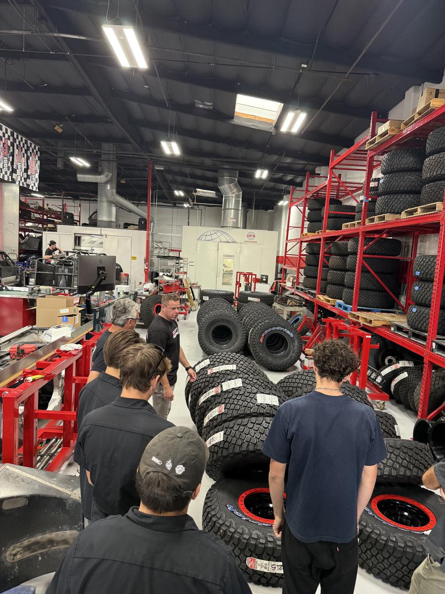 Tire and wheel storage on the race floor