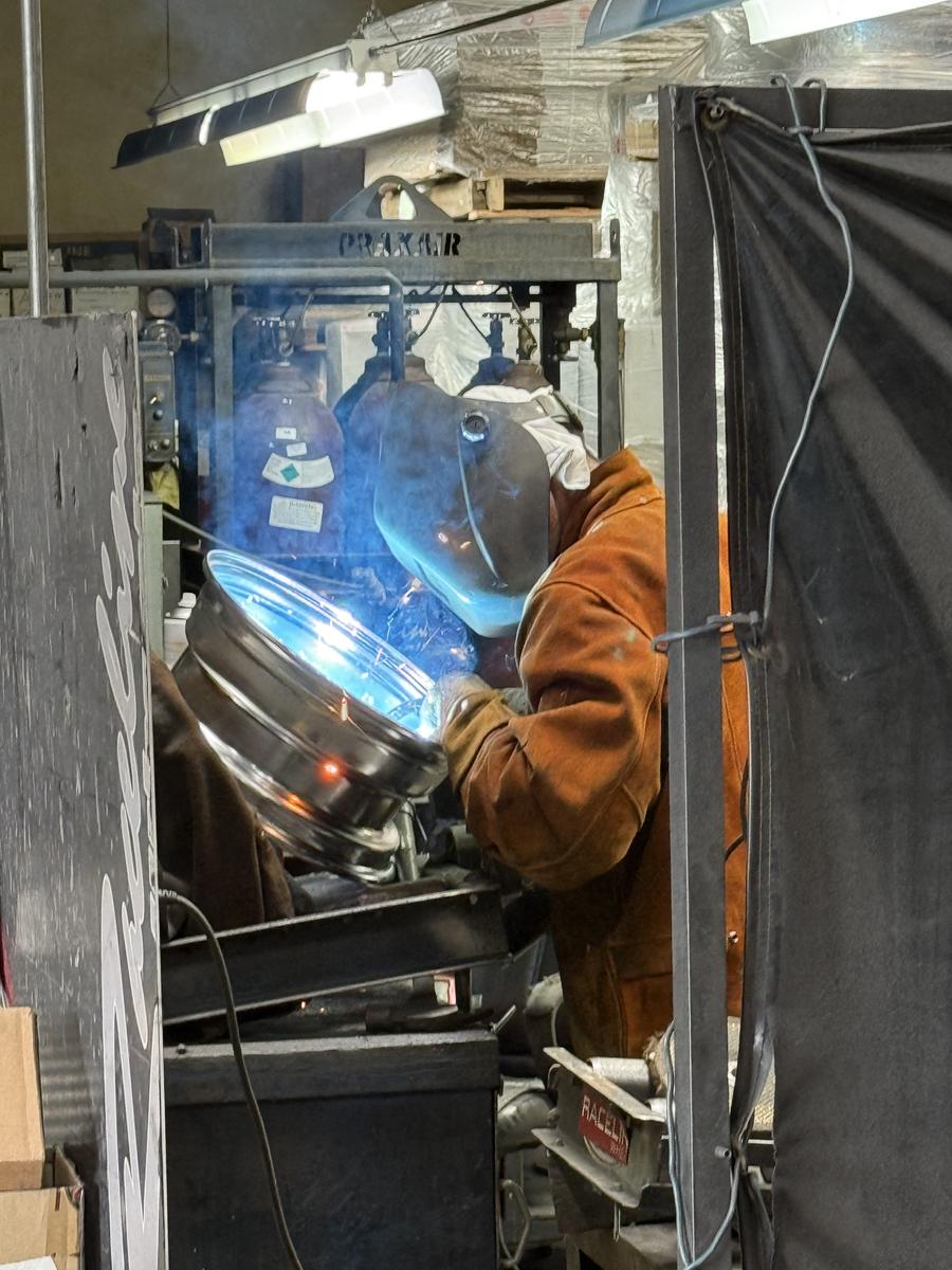 Welding demonstration on the production floor