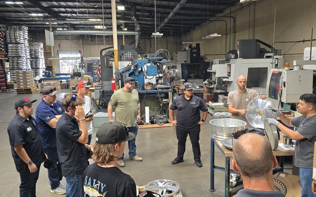Students in the machine shop at Raceline Wheels